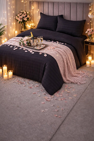 Damask Bed Linen 4-Piece Set 180x200 with Elastic +25cm Extra, Hotel Cotton, Pillowcases 55x80