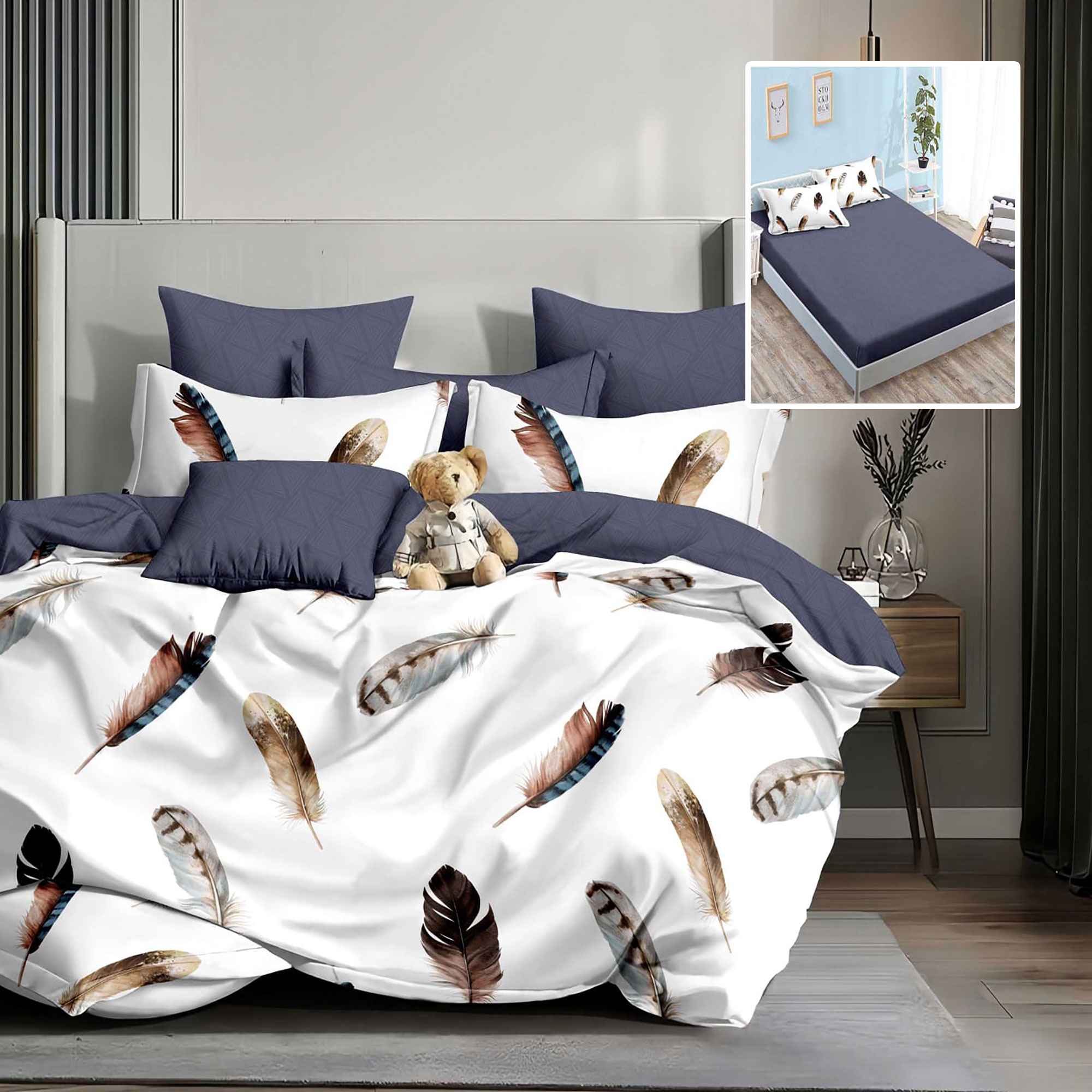 LENJERIE FINET 6 PIESE CU HUSĂ – 160×200 ȘI 180×200 (ABIGAIL-VH)