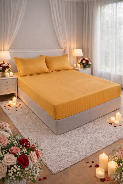 Cearșaf cu elastic 180x200 +25 cm pentru saltea înaltă, set cu 2 fețe de pernă 55x80 cm