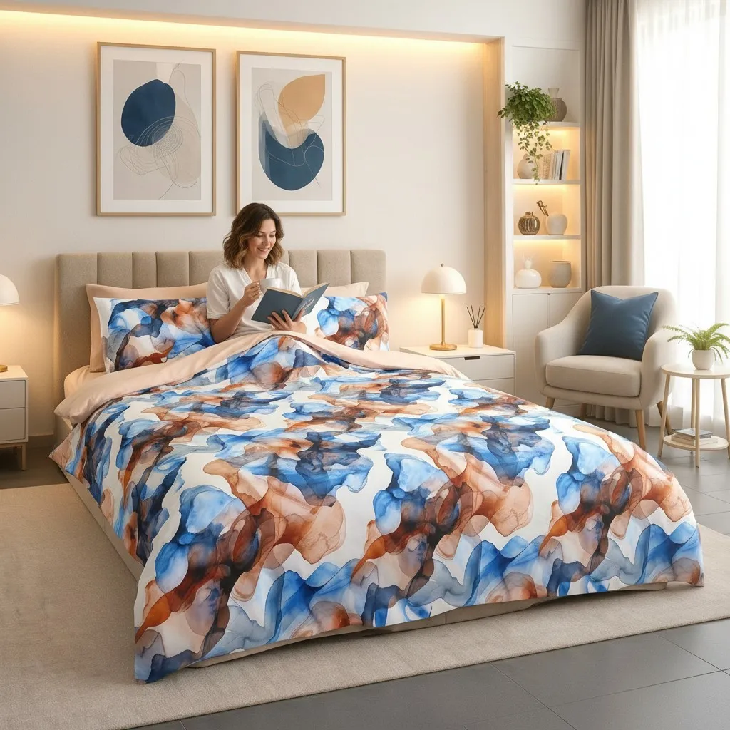 Lenjerie de pat Cotton Pro 100% bumbac – imprimare digitală (Ocean Flow)
