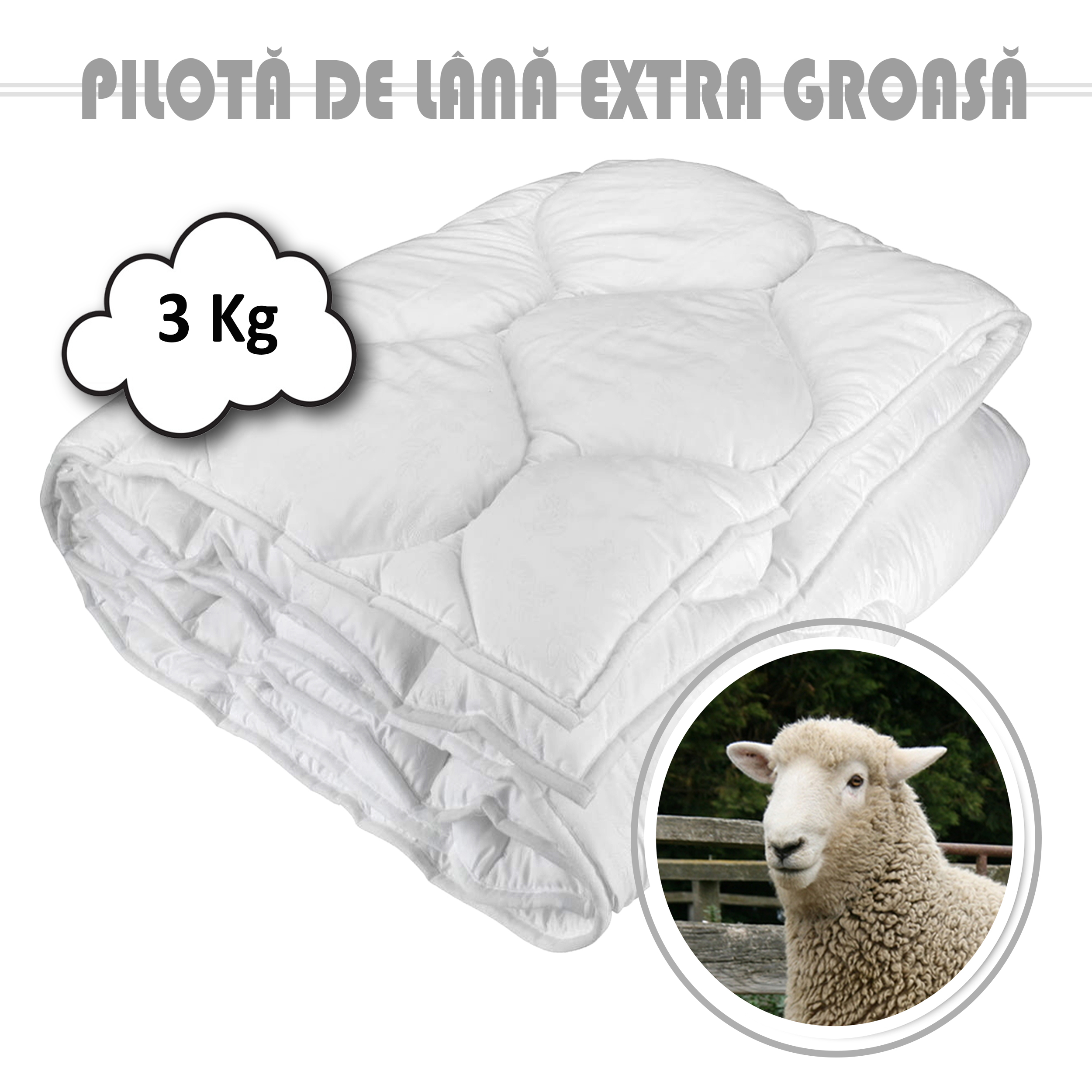 Pilotă lână Damasc 3 Kg 160cm x 210cm