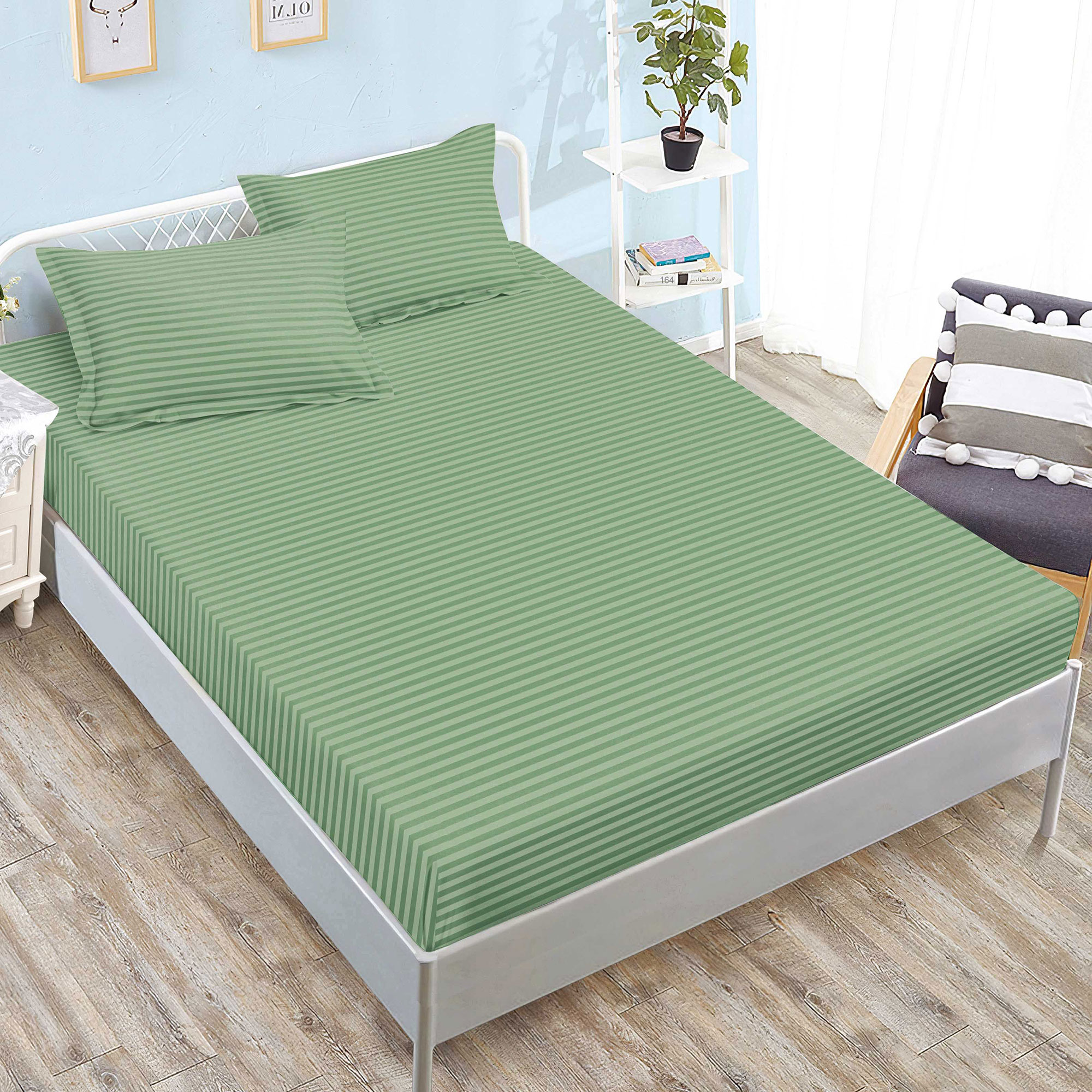 Husă damasc policoton universală, pentru saltea de 160x200cm / 180x200cm, cu două fețe de pernă