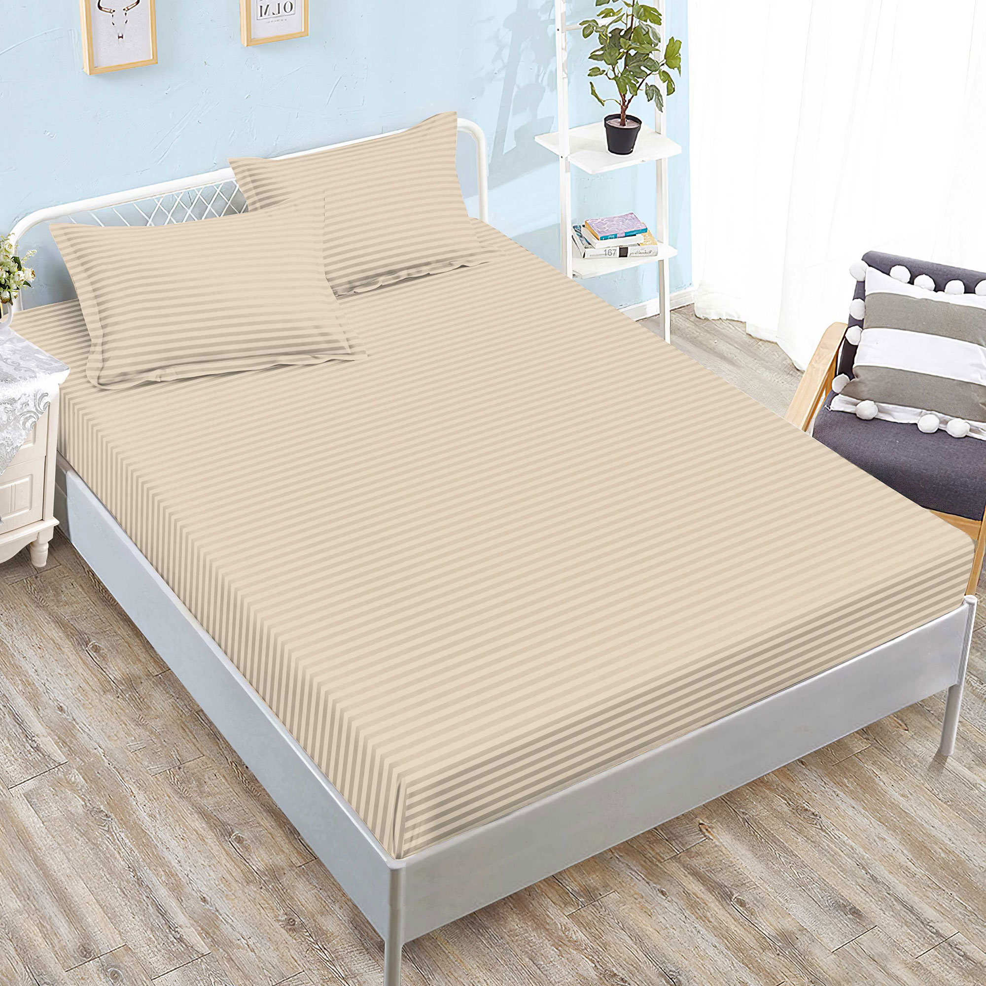 Husă damasc policoton universală, pentru saltea de 160x200cm / 180x200cm, cu două fețe de pernă