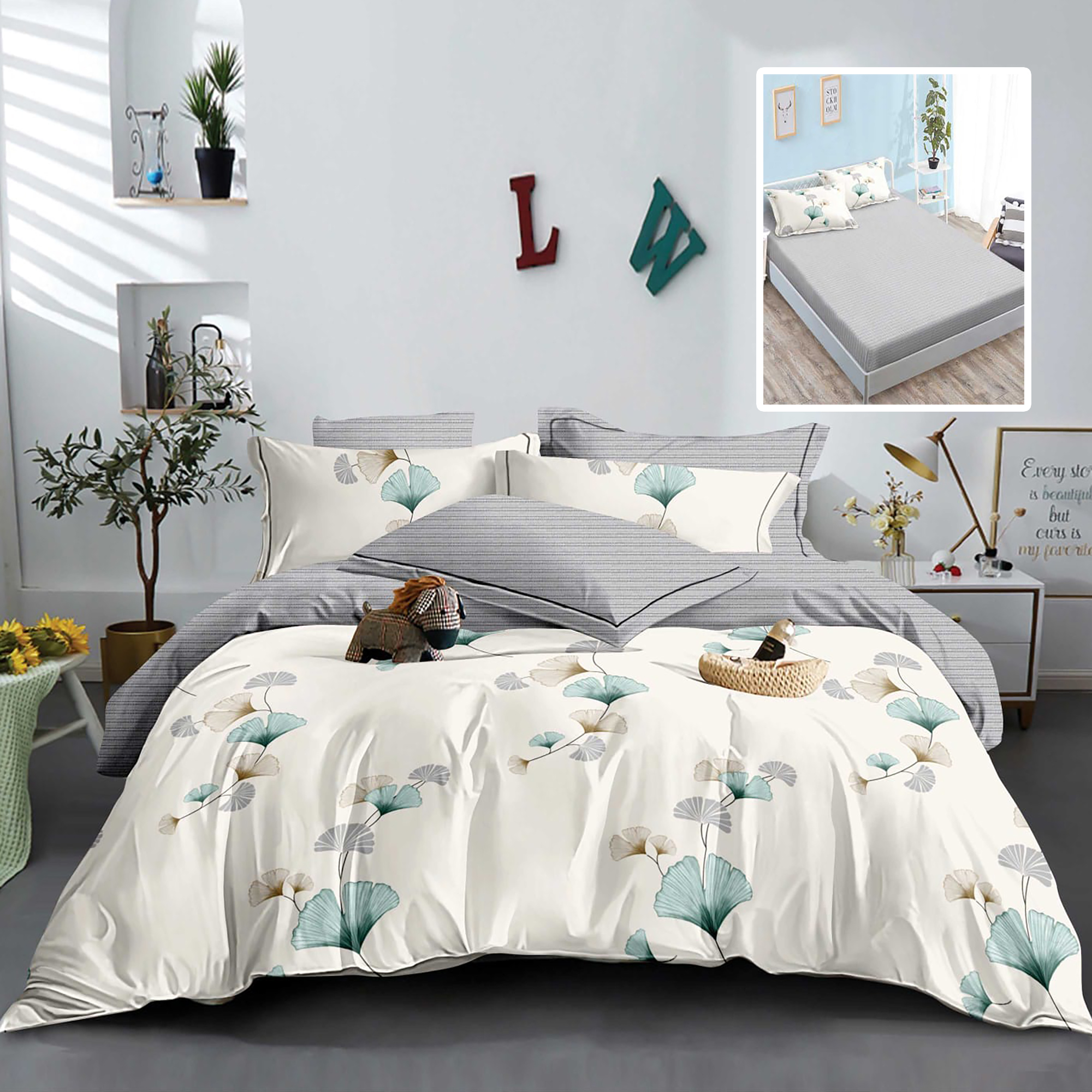 LENJERIE FINET 6 PIESE CU HUSĂ – 160×200 ȘI 180×200 (HF6P321)