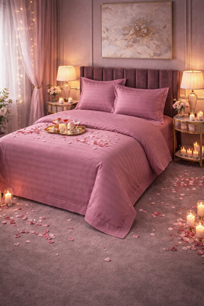 Damask Bed Linen 4-Piece Set 180x200 with Elastic +25 Extra, Hotel Cotton, Pillowcases 55x80