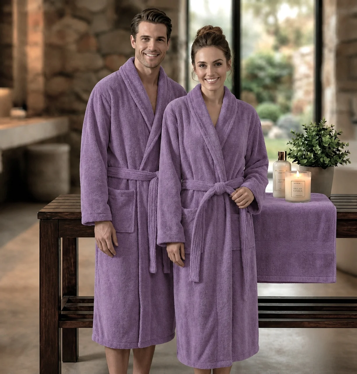 HALAT DE BAIE VELUR 100% BUMBAC (Lavender Dream)