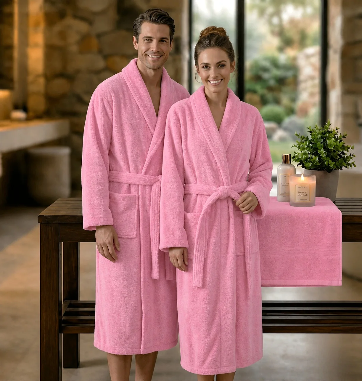 HALAT DE BAIE VELUR 100% BUMBAC (Blush Serenity)
