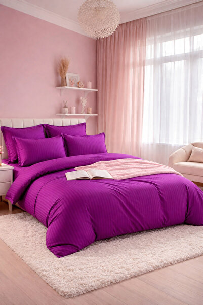 Damask Finet Bedding Set 6 Pieces, Fitted Sheet, 230x250 elastic, Hotel Luxury