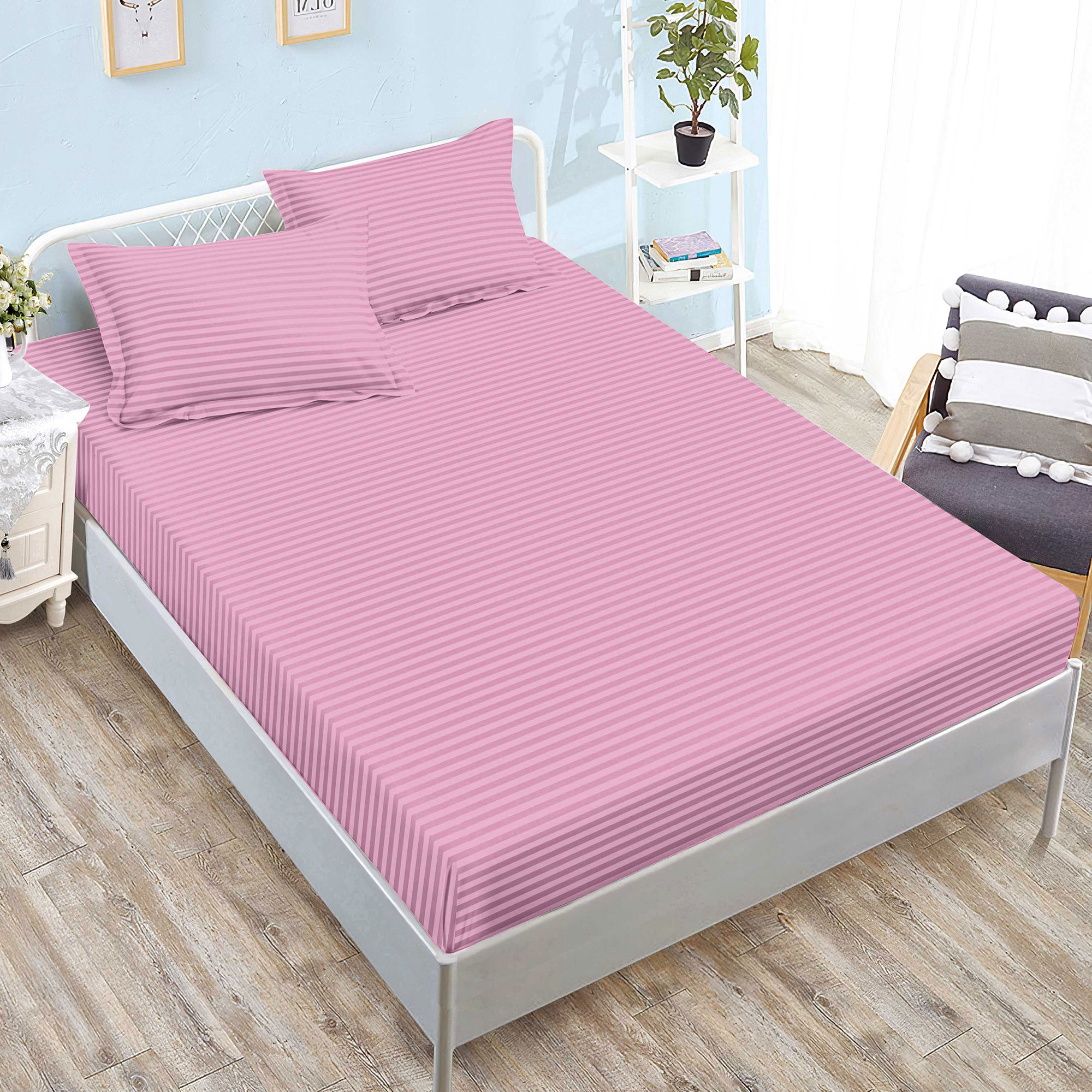Husă damasc policoton universală, pentru saltea de 160x200cm / 180x200cm, cu două fețe de pernă