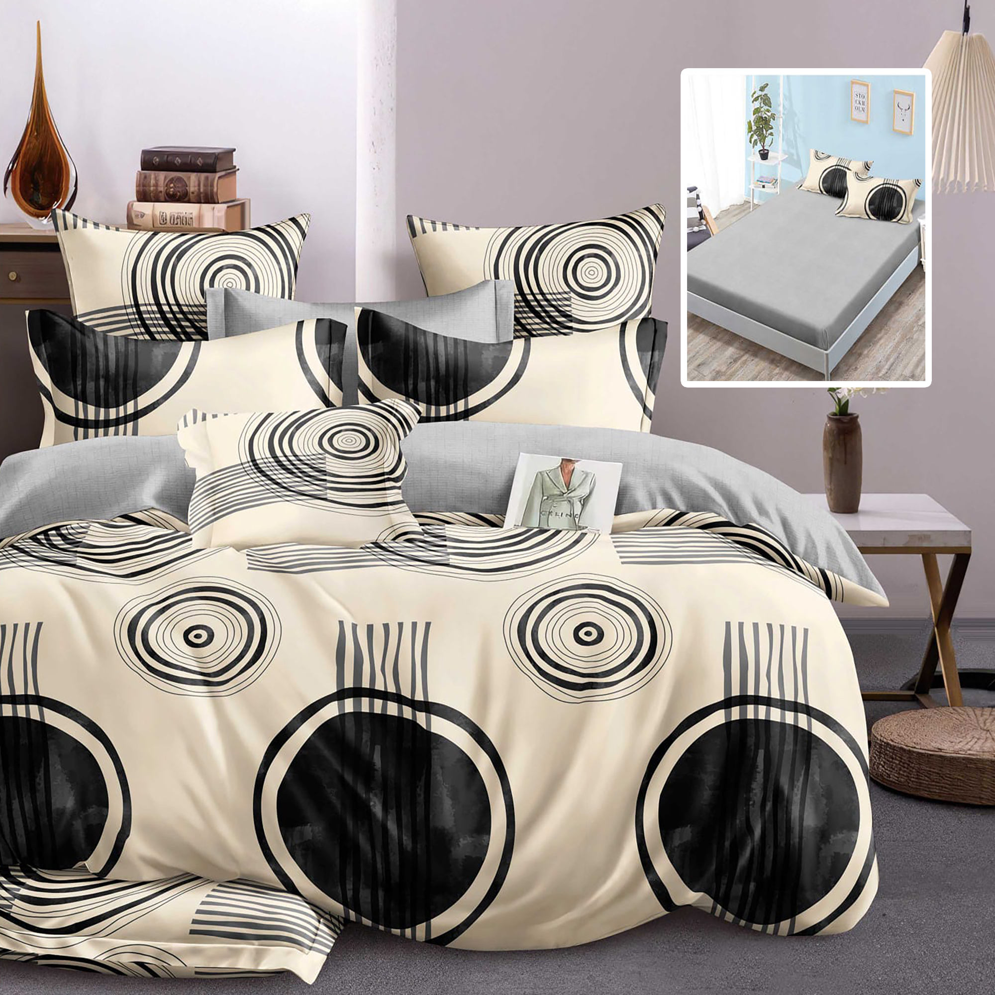 LENJERIE FINET 6 PIESE CU HUSĂ – 160×200 ȘI 180×200 (HF6P326)