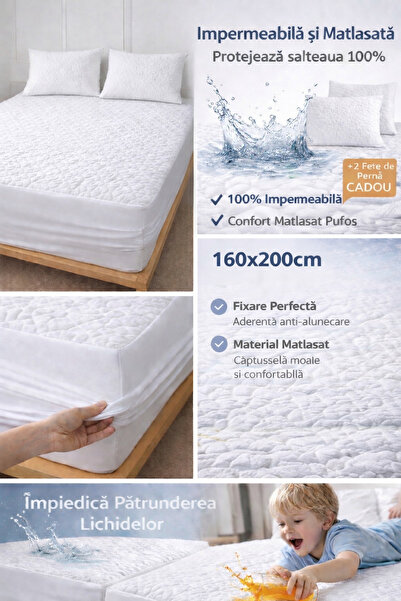 Protector de saltea impermeabil 160x200+26cm Matlasat + 2 fețe de pernă 50x70