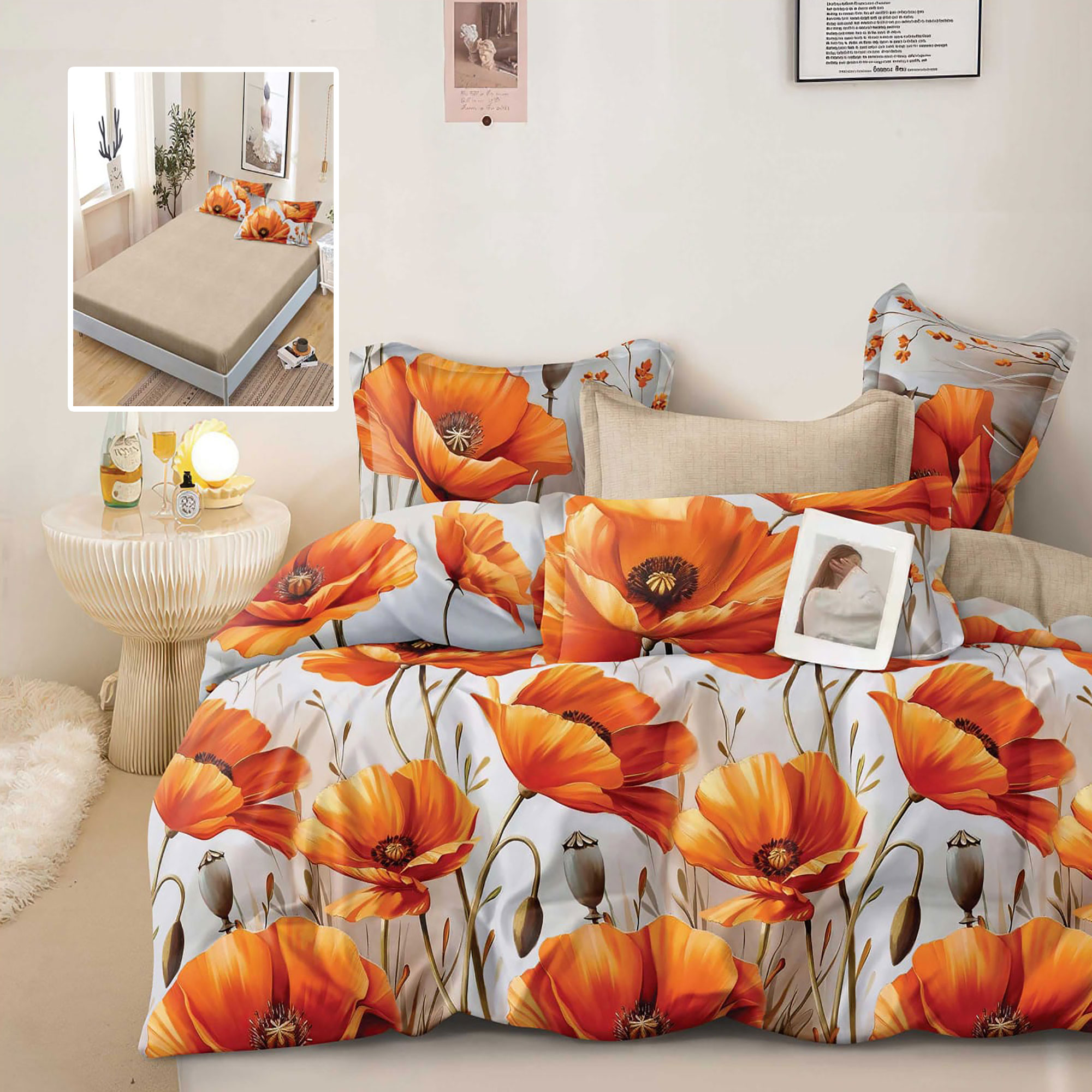 LENJERIE FINET 6 PIESE CU HUSĂ – 160×200 ȘI 180×200 (HARPER)