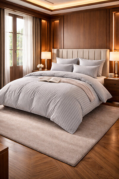 Damask Finet Bed Linen 6 Pieces, Fitted Sheet, 230x250 elastic, Hotel Luxury