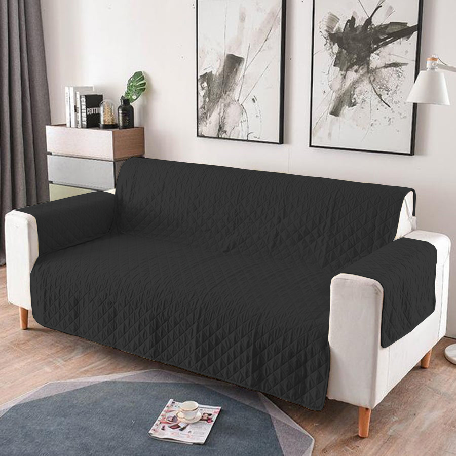 Cuvertură matlasată canapea 3 locuri două fețe – negru