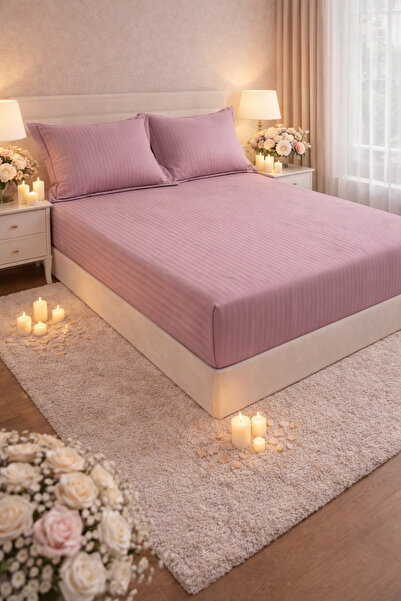 Cearșaf cu elastic 180x200 +25 cm pentru saltea înaltă, set cu 2 fețe de pernă 55x80 cm
