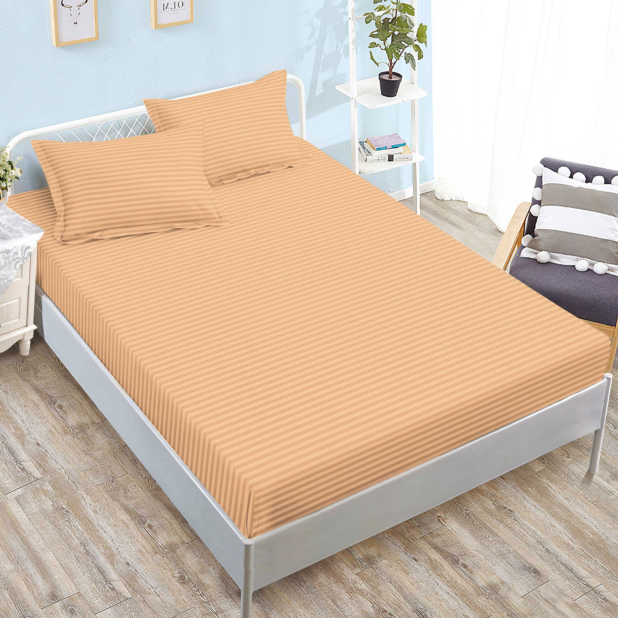 Husă damasc policoton universală, pentru saltea de 160x200cm / 180x200cm, cu două fețe de pernă