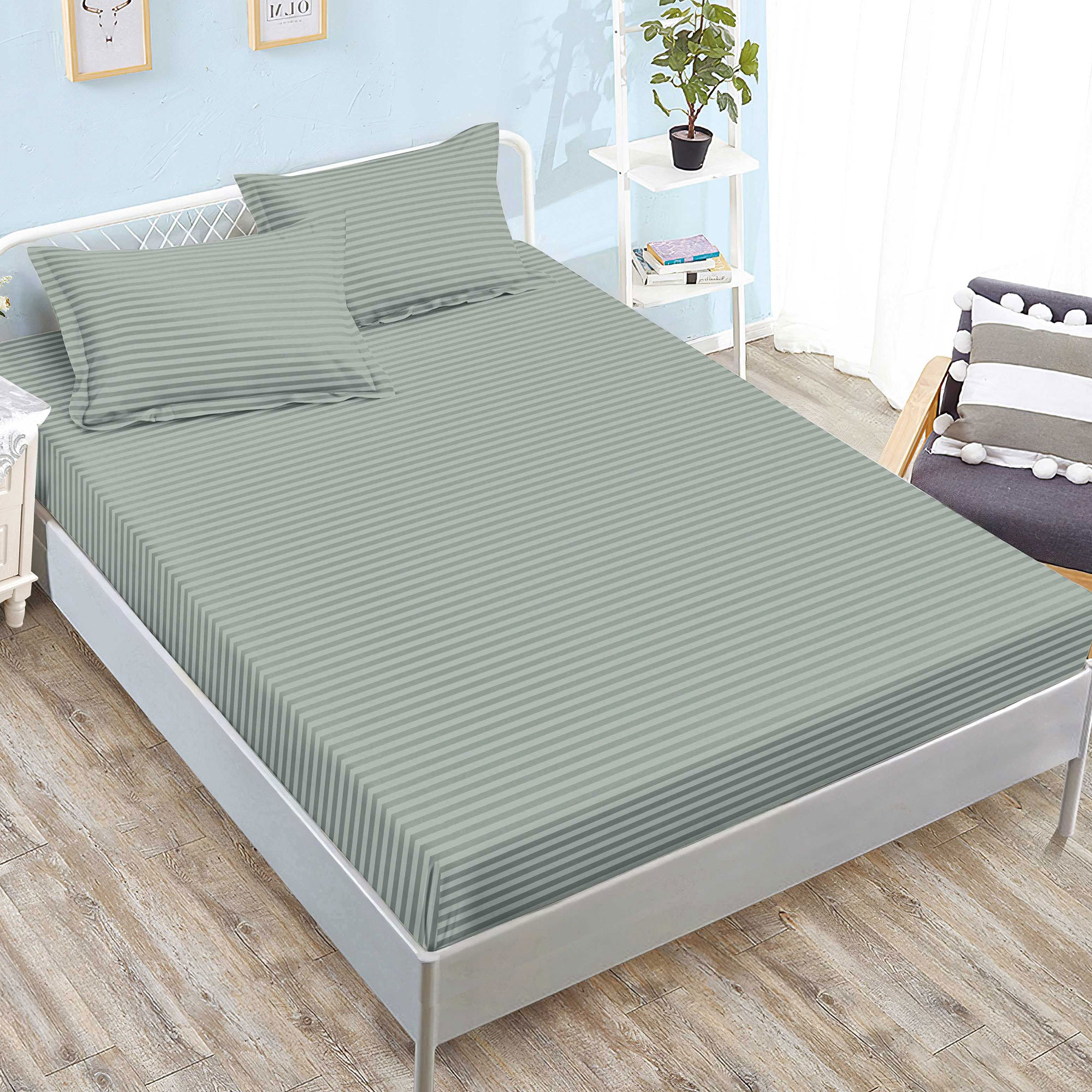 Husă damasc policoton universală, pentru saltea de 160x200cm / 180x200cm, cu două fețe de pernă