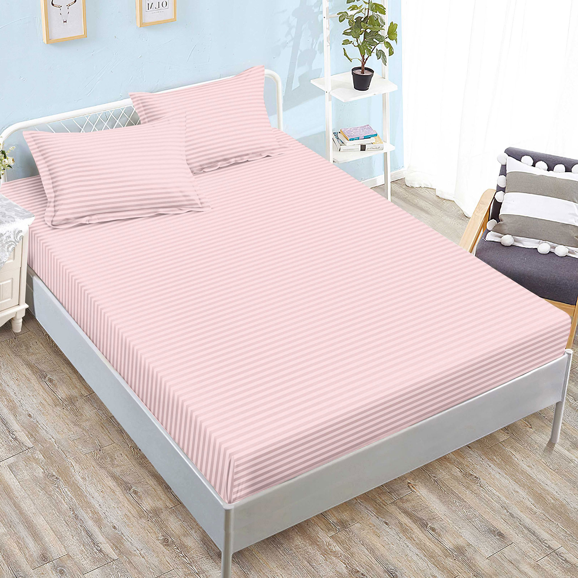 Husă damasc policoton universală, pentru saltea de 160x200cm / 180x200cm, cu două fețe de pernă