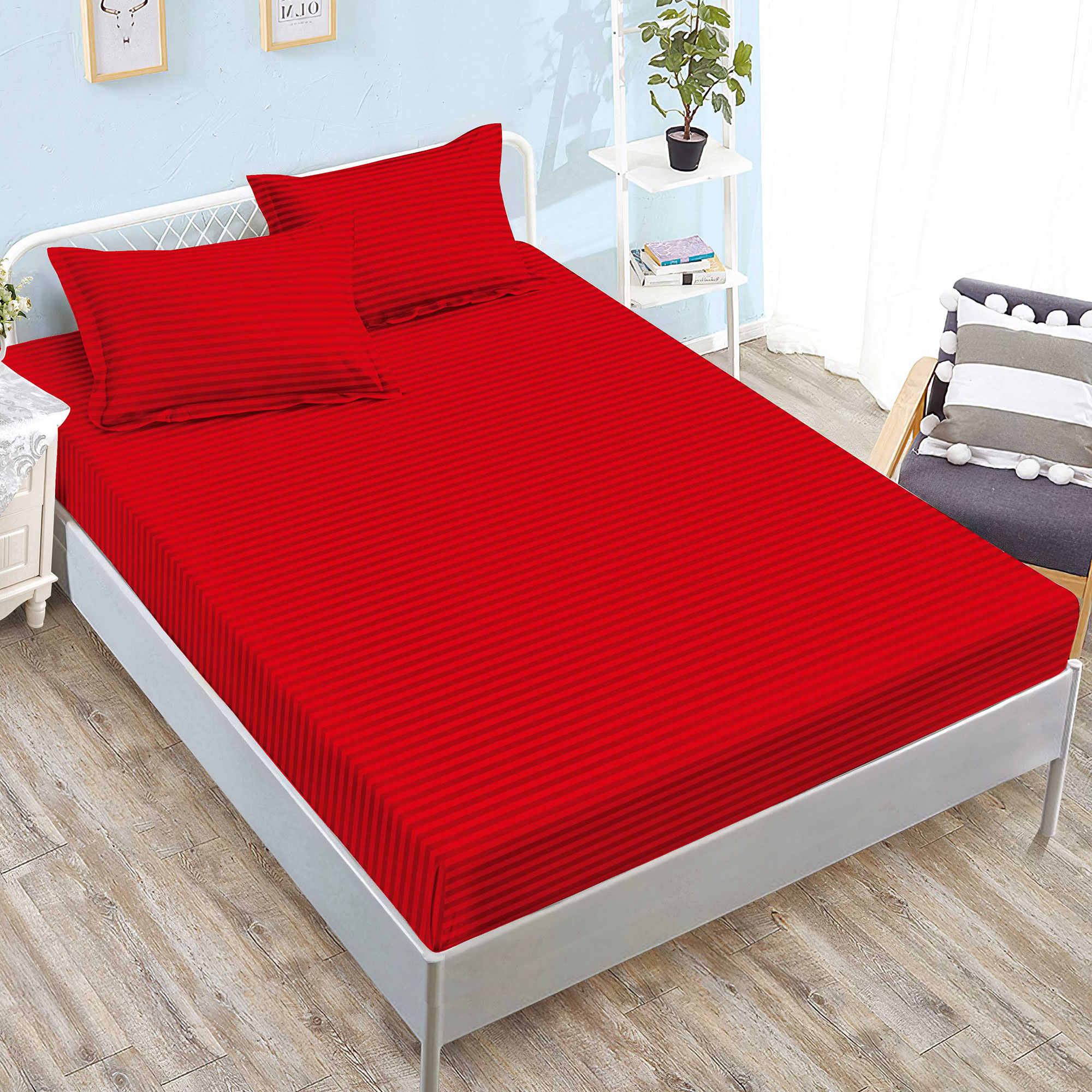 Husă damasc policoton universală, pentru saltea de 160x200cm / 180x200cm, cu două fețe de pernă