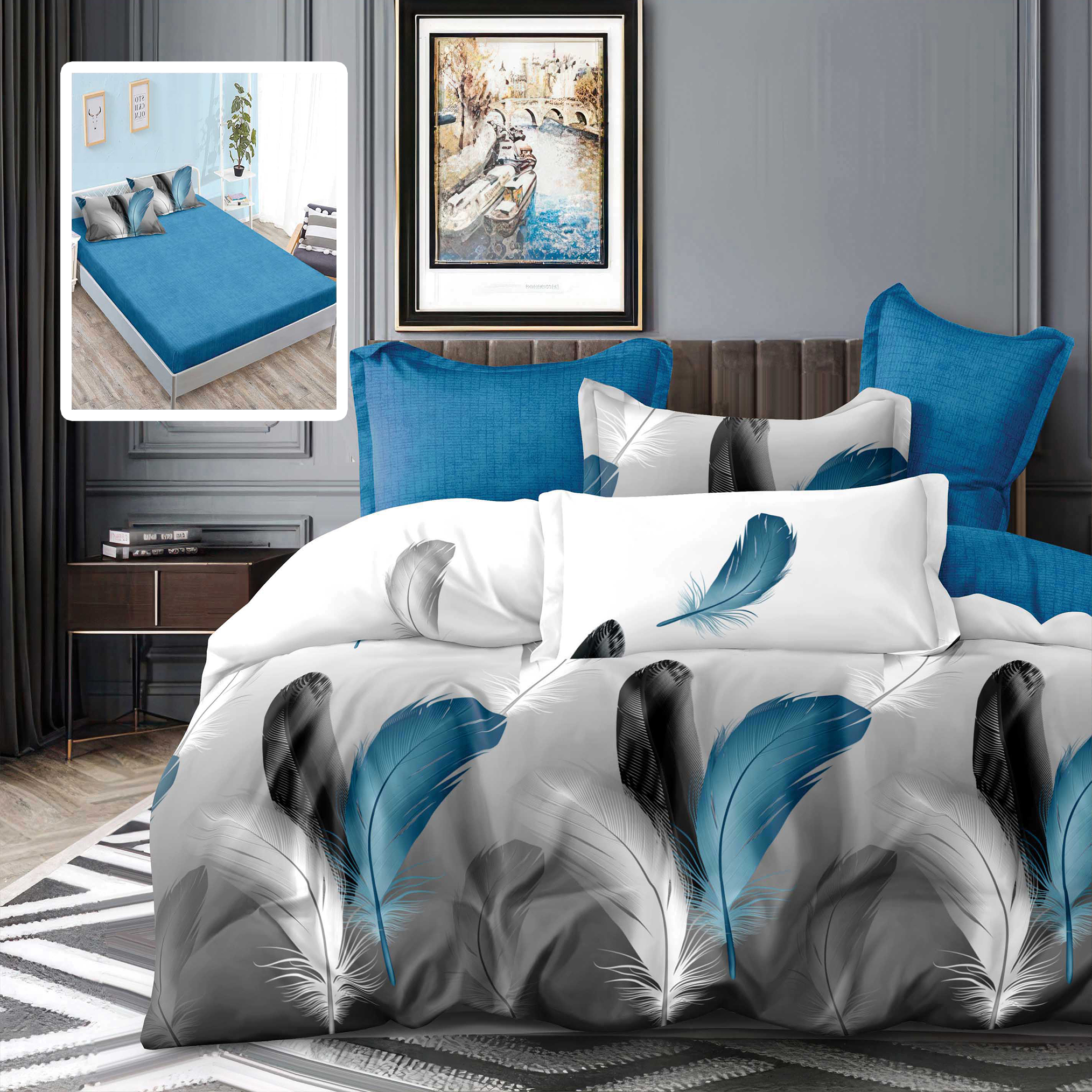 LENJERIE FINET 6 PIESE CU HUSĂ – 160×200 ȘI 180×200 (TINA V1)