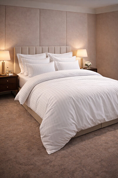 Damask Finet Bedding Set 6 Pieces, Fitted Sheet, 230x250 elastic, Hotel Luxury