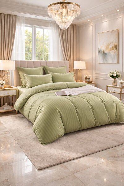Damask Finet Bedding Set 6 Pieces, Fitted Sheet, 230x250 elastic, Hotel Luxury