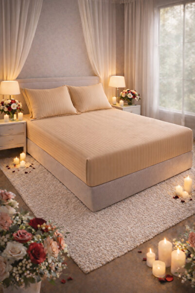 Cearșaf elastic 180x200 +25 cm pentru saltea înaltă, set cu 2 fețe de pernă 55x80 cm