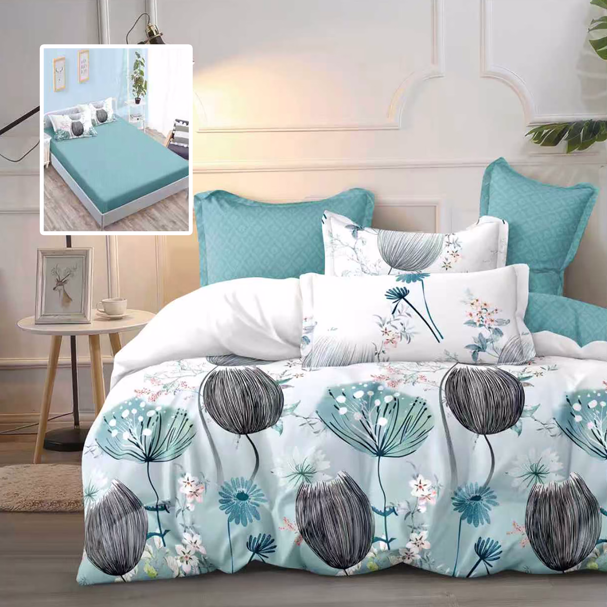 Lenjerie Finet 6 piese cu husă de pat pentru saltea de 160×200 și 180×200