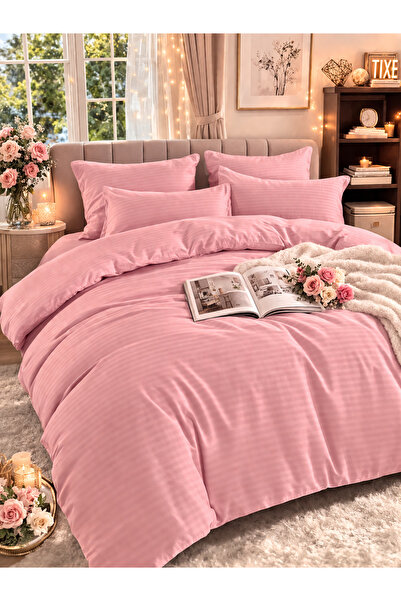 Damask Finet Bed Linen 6 Pieces, Fitted Sheet, 230x250 elastic, Hotel Luxury