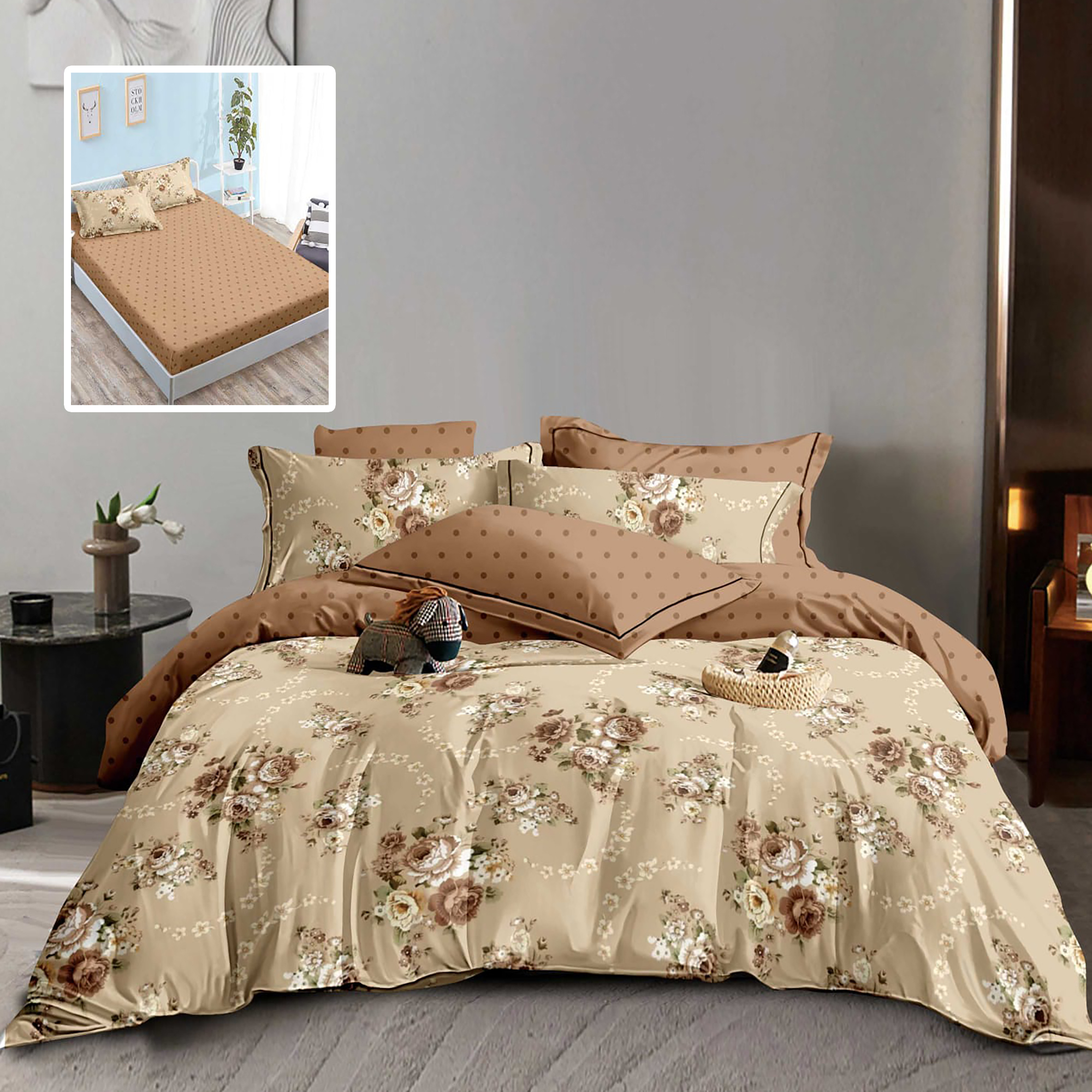 LENJERIE FINET 6 PIESE CU HUSĂ – 160×200 ȘI 180×200 (HF6P325)