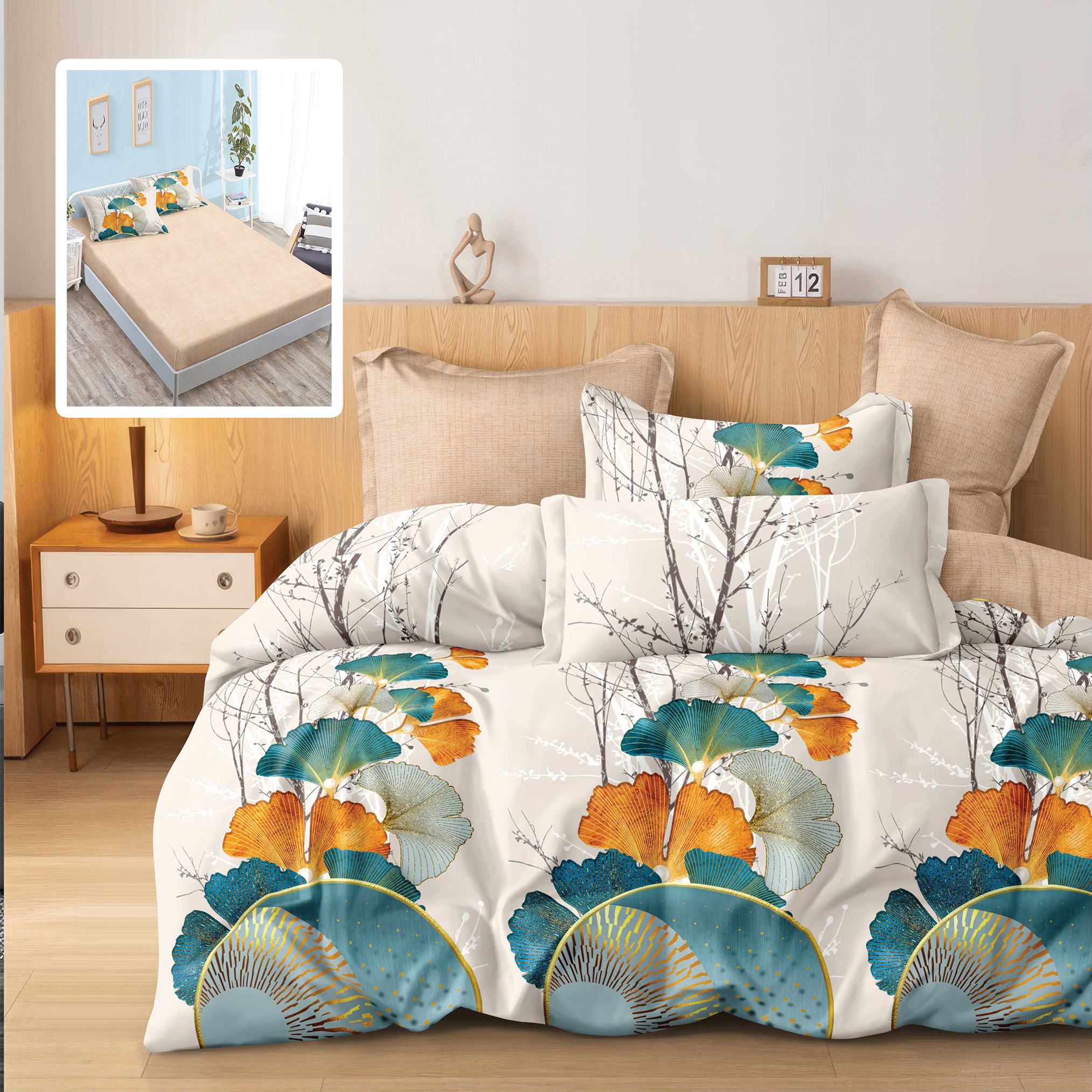 LENJERIE FINET 6 PIESE CU HUSĂ – 160×200 ȘI 180×200 (TARA V2)