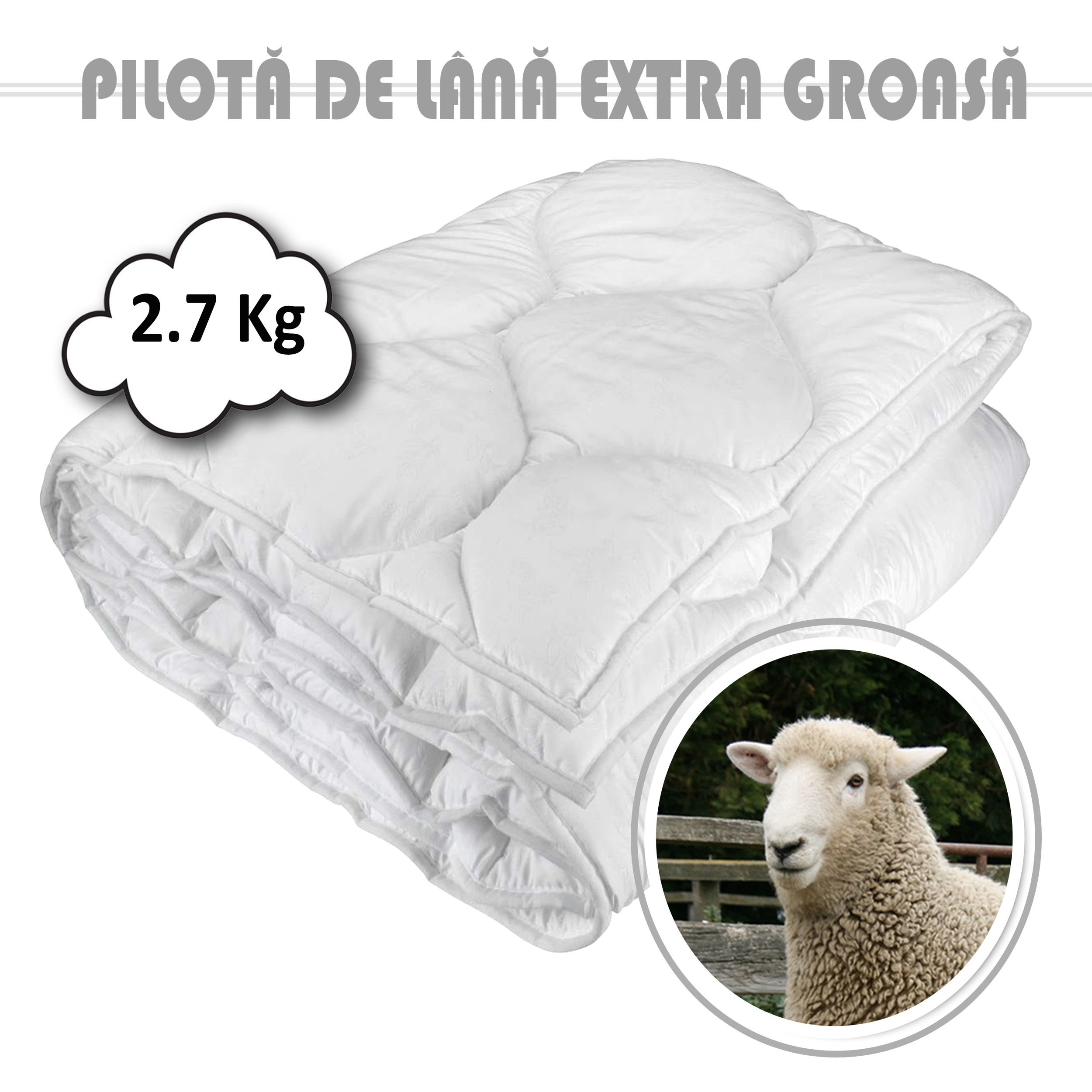 Pilotă lână Damasc 2.7 Kg 140cm x 210cm