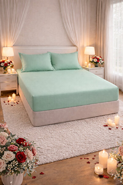 Elastic Bed Sheet 180x200 +25 cm for High Mattress, Set with 2 Pillowcases 55x80 cm