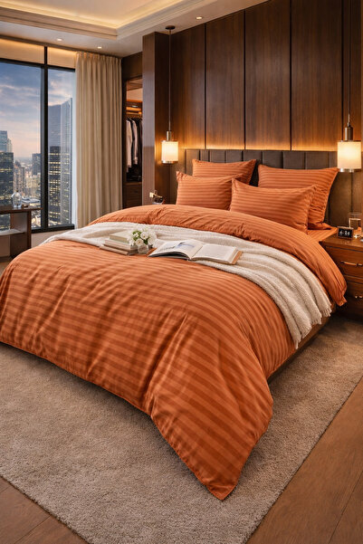 Damask Finet Bed Linen 6 Pieces, Fitted Sheet, 230x250 elastic, Hotel Luxury