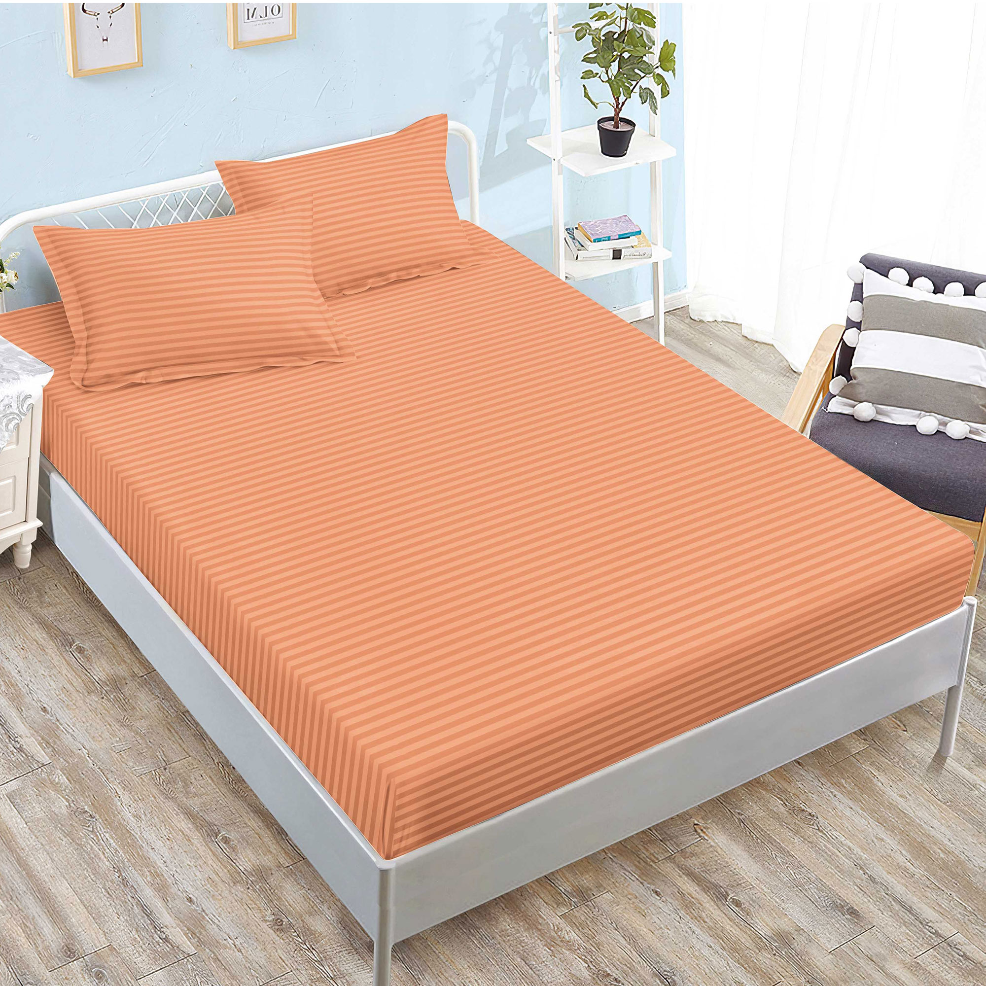 Husă damasc policoton universală, pentru saltea de 160x200cm / 180x200cm, cu două fețe de pernă
