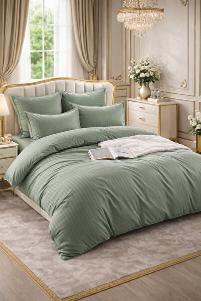 Damask Finet Bed Linen 6 Pieces, Fitted Sheet, 230x250 elastic, Hotel Luxury