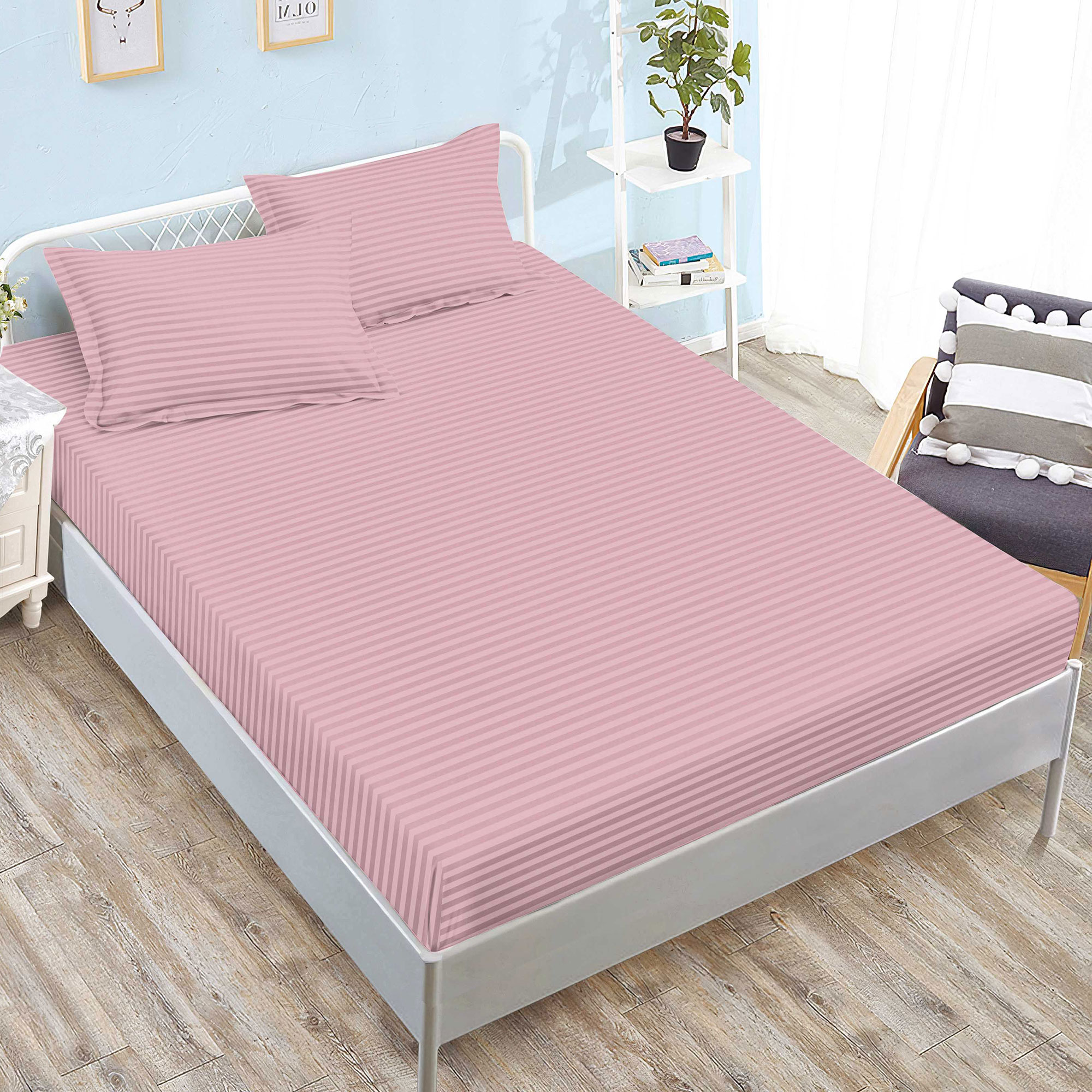 Husă damasc policoton universală, pentru saltea de 160x200cm / 180x200cm, cu două fețe de pernă