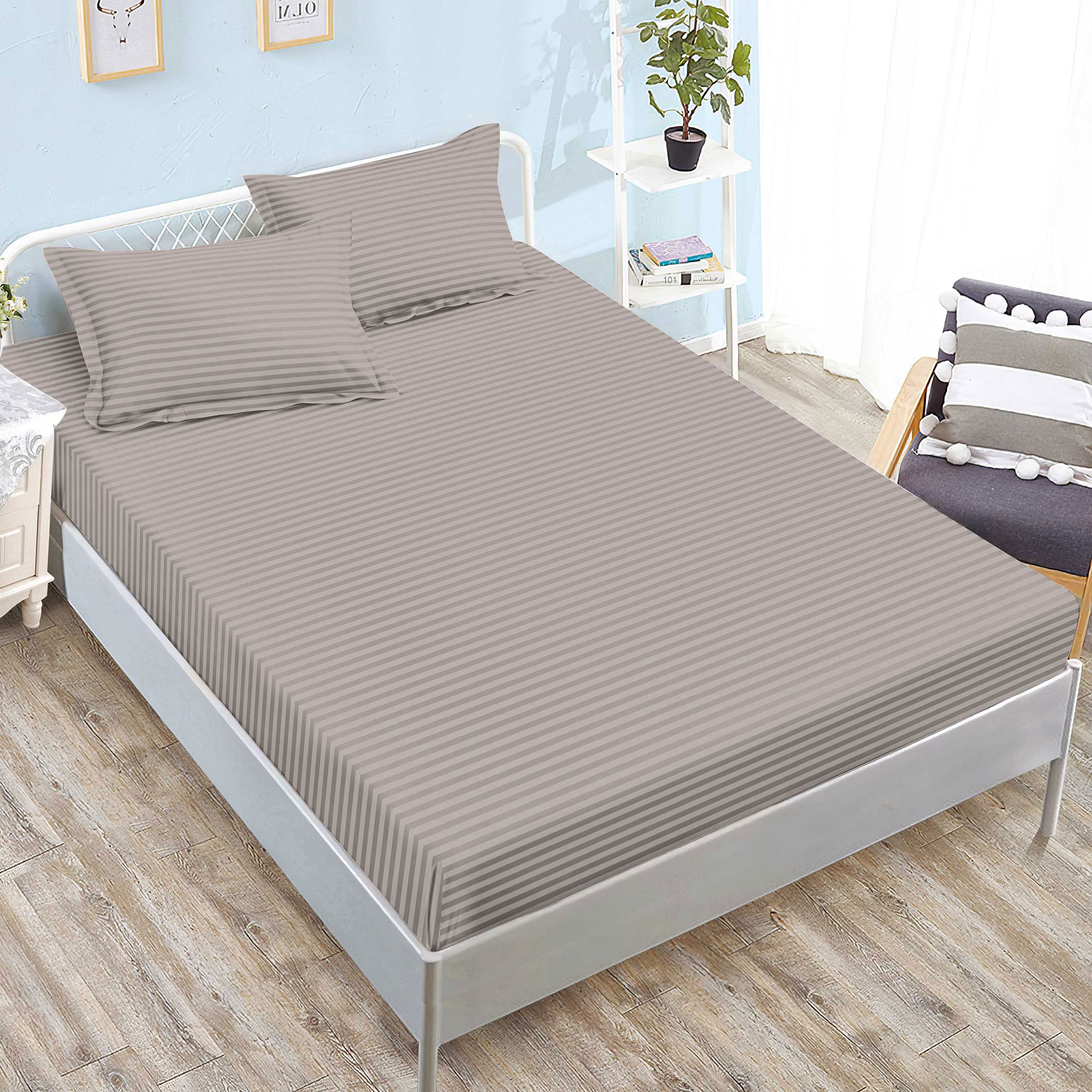 Husă damasc policoton universală, pentru saltea de 160x200cm / 180x200cm, cu două fețe de pernă