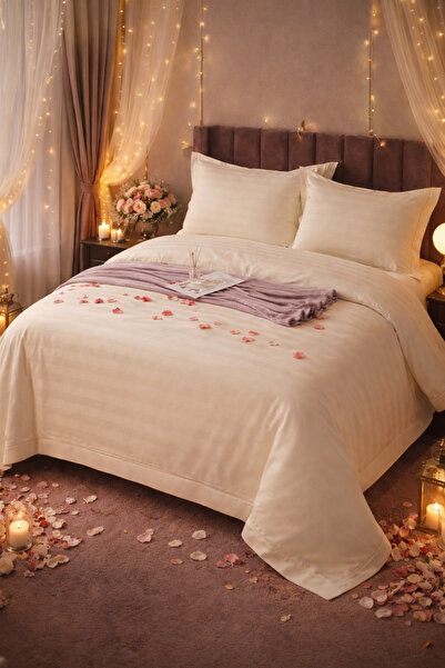 Set de in de pat damasc 4 piese 180x200 cu elastic +25 cm suplimentar, bumbac hotelier, fețe de pernă 55x80