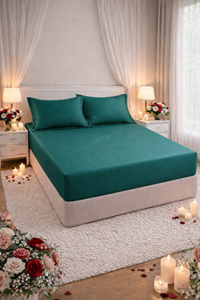 Elastic Bed Sheet 180x200 +25 cm for High Mattress, Set with 2 Pillowcases 55x80 cm