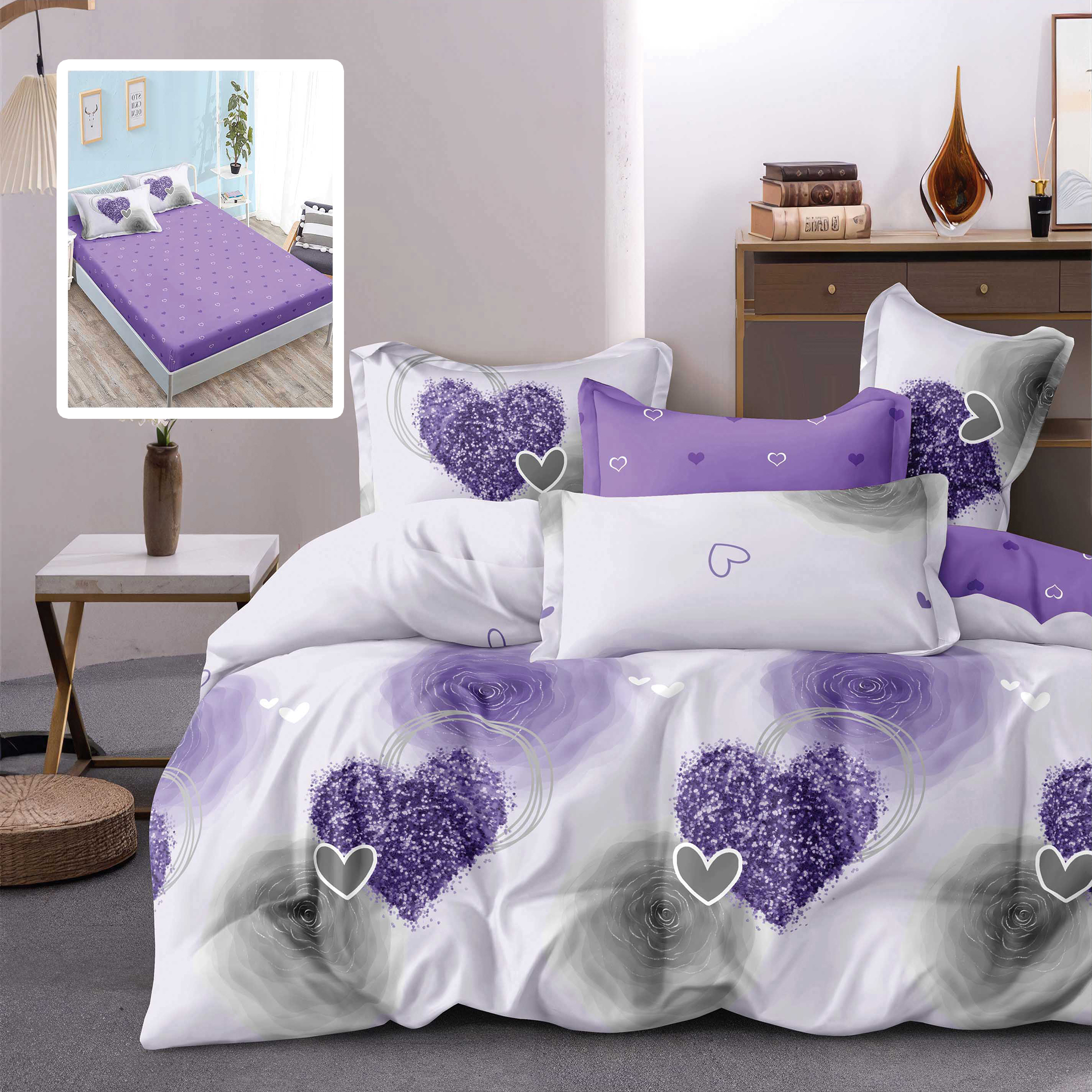 LENJERIE FINET 6 PIESE CU HUSĂ – 160×200 ȘI 180×200 (TANIA V2)