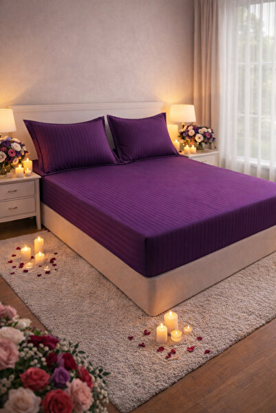 Cearșaf cu elastic 180x200 +25 cm pentru saltea înaltă, set cu 2 fețe de pernă 55x80 cm